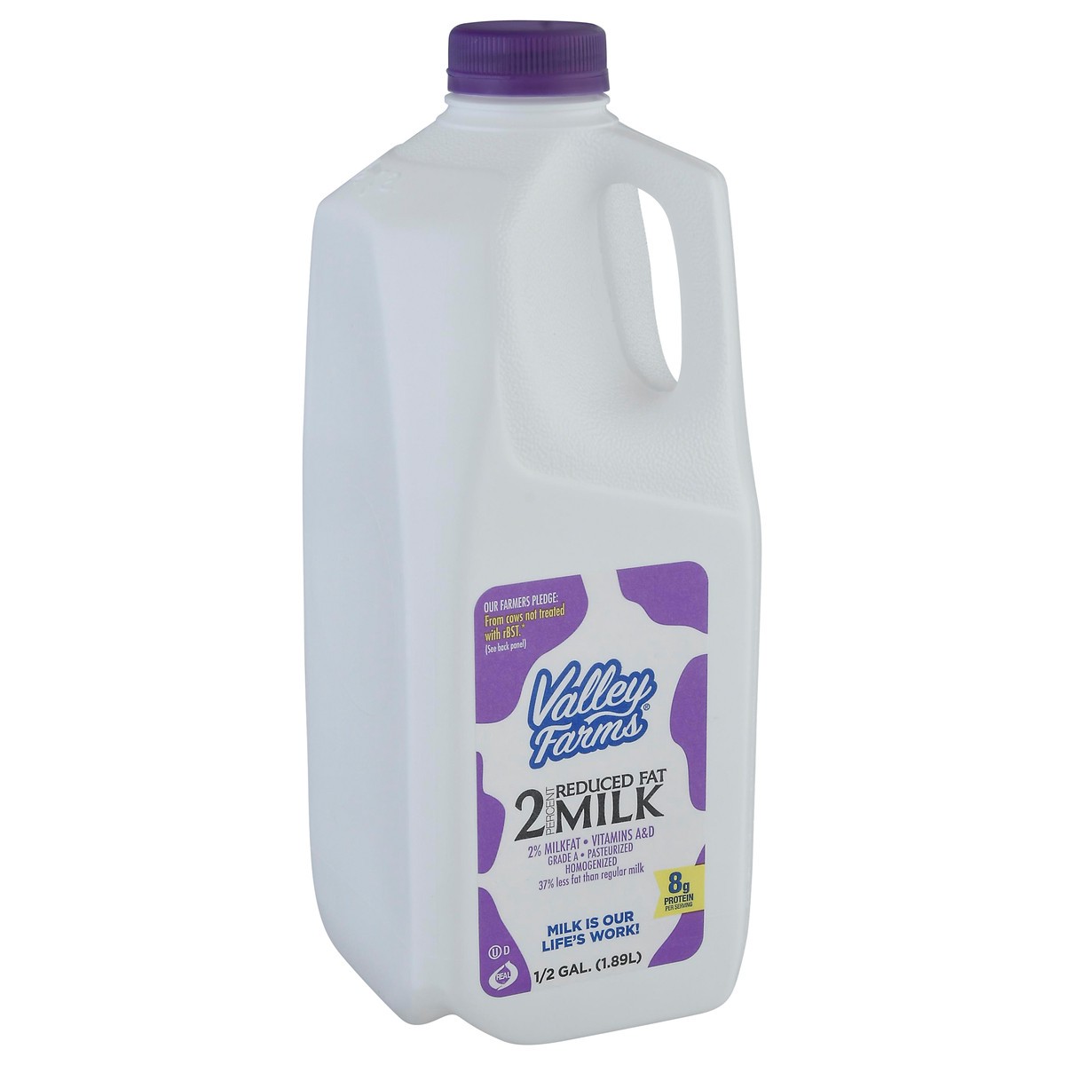 slide 8 of 9, Valley Farms 2% Milkfat Reduced Fat Milk 0.5 gl Jug, 1/2 gal