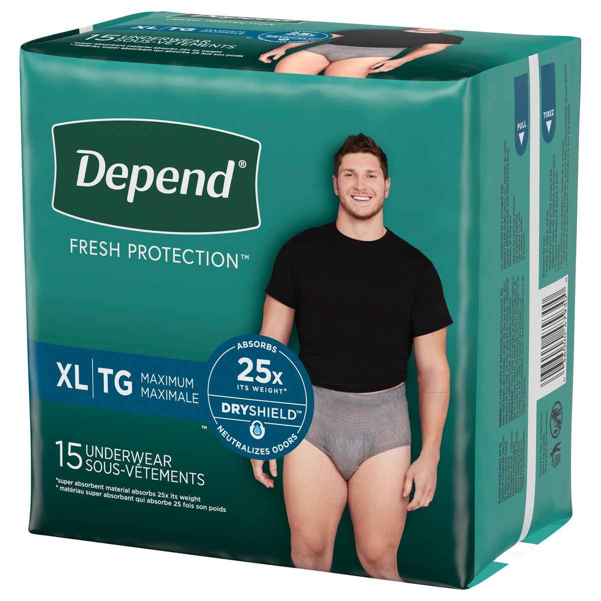 slide 2 of 9, Depend Fresh Protection Adult Incontinence Underwear for Men (Formerly Depend Fit-Flex), Disposable, Maximum, Extra-Large, Grey, 15 Count, 15 ct