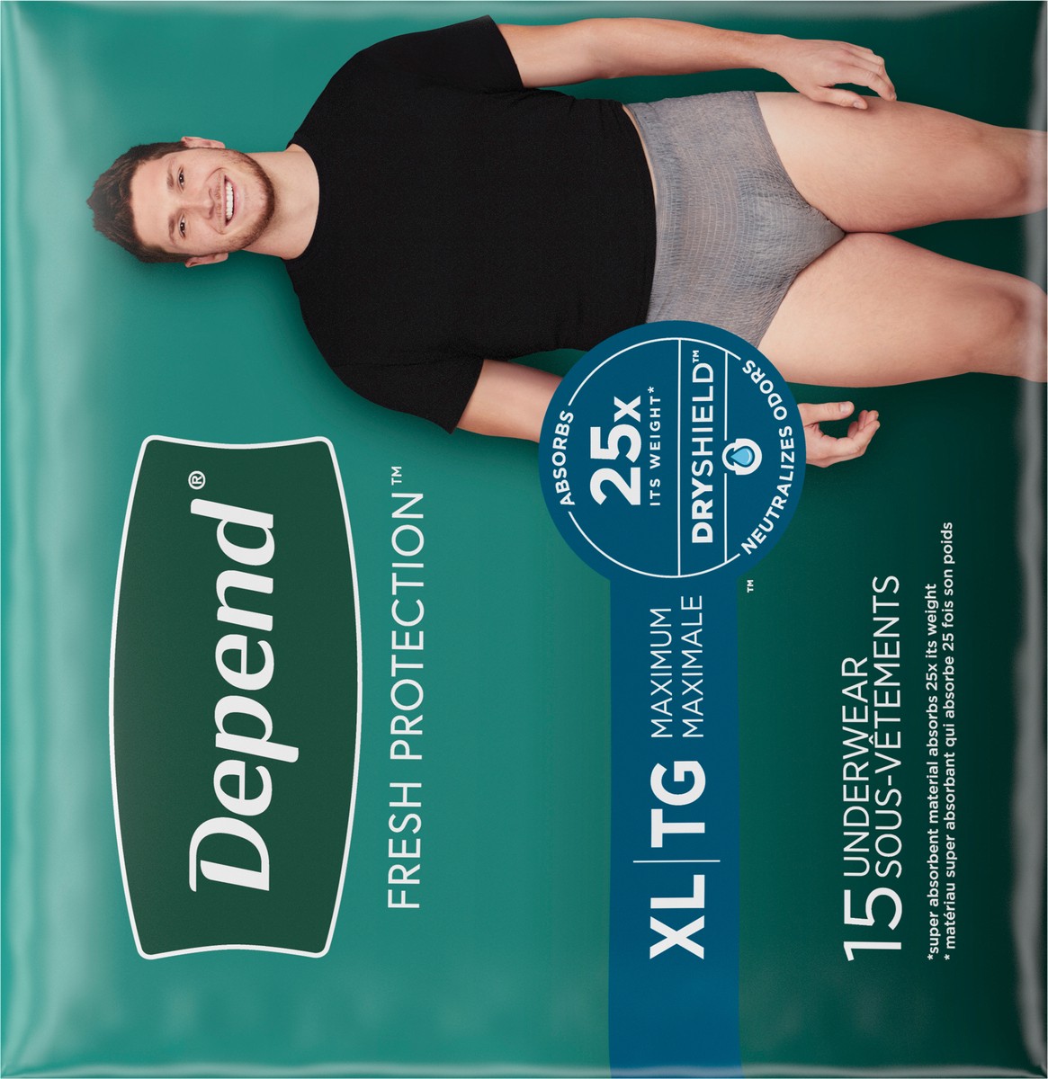 slide 8 of 9, Depend Fresh Protection Adult Incontinence Underwear for Men (Formerly Depend Fit-Flex), Disposable, Maximum, Extra-Large, Grey, 15 Count, 15 ct