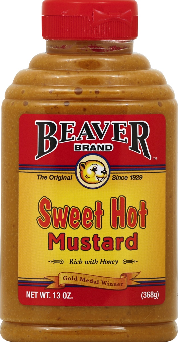 slide 2 of 2, Beaver Hot Sweet Mustard, 12 oz