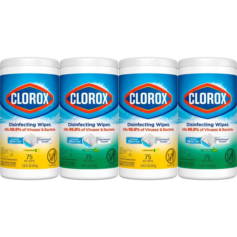 slide 2 of 11, Clorox Disinfecting Wipes Value Pack - 300ct/4pk, 300 ct, 4 ct