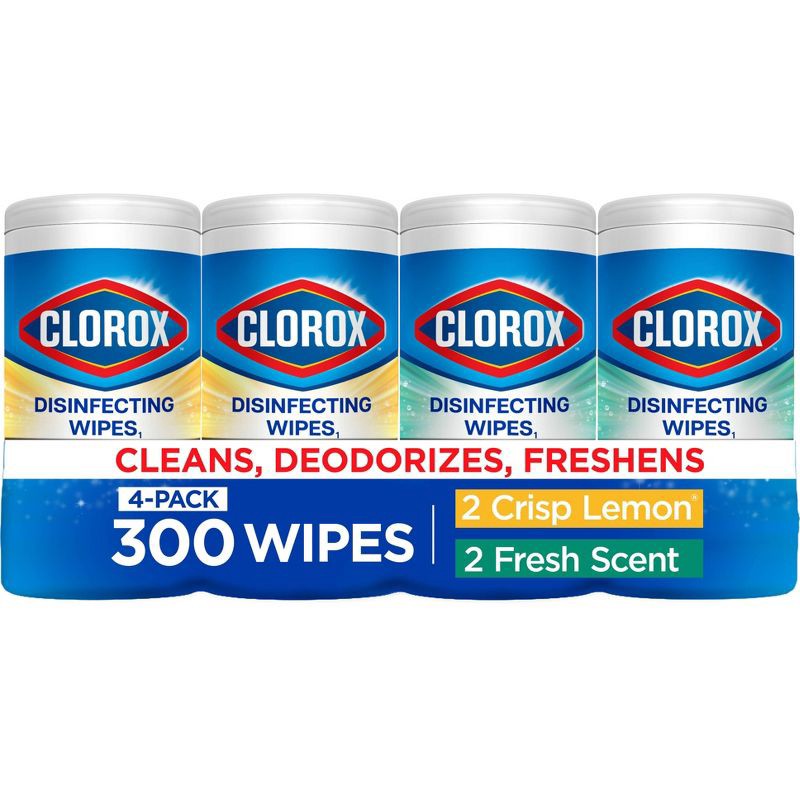 slide 1 of 9, Clorox Fresh Scent and Crisp Lemon Limited Edition Back to School Variety Pack Disinfecting Cleaning Wipes - 300ct/4pk, 300 ct; 4 ct