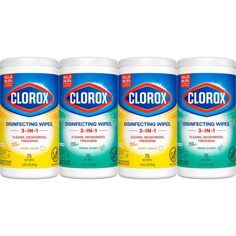 slide 8 of 13, Clorox Disinfecting Wipes Value Pack - 75ct/4pk, 75 ct, 4 ct