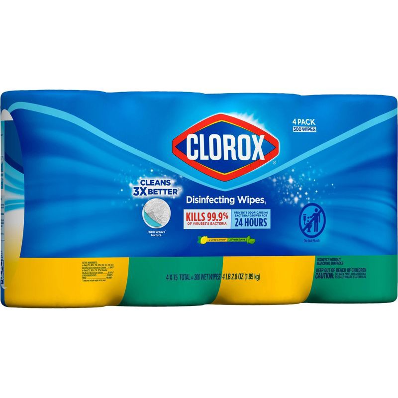 slide 10 of 11, Clorox Disinfecting Wipes Value Pack - 300ct/4pk, 300 ct, 4 ct