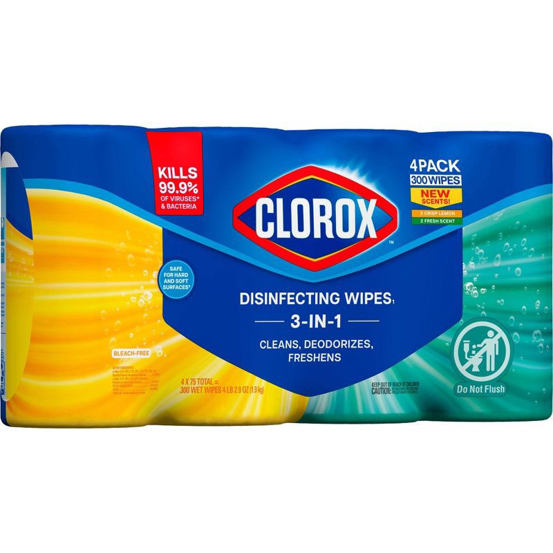 slide 10 of 14, Clorox Disinfecting Wipes Value Pack - 75ct/4pk, 75 ct, 4 ct