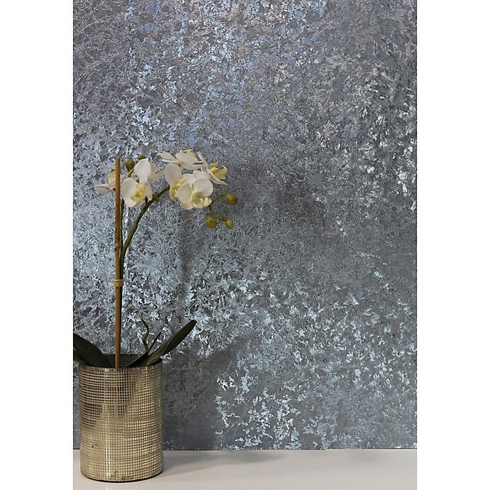 slide 1 of 3, Arthouse Velvet Crush Foil Textured Wallpaper - Blue, 1 ct