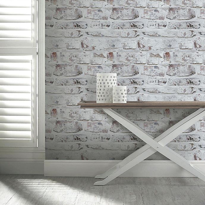 slide 2 of 2, V.I.P Whitewashed Brick Wallpaper - White, 1 ct