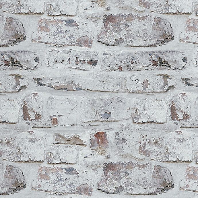 slide 1 of 2, V.I.P Whitewashed Brick Wallpaper - White, 1 ct