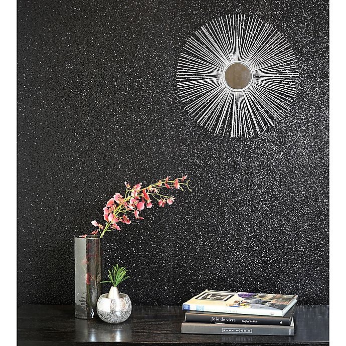 slide 1 of 3, Arthouse Sequin Sparkle Wallpaper - Black, 1 ct