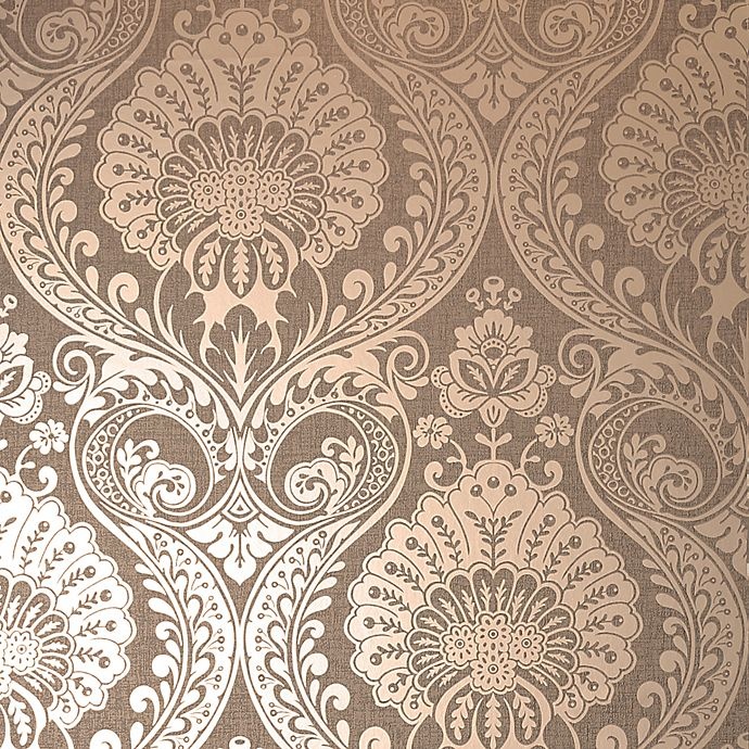 slide 2 of 2, Arthouse Luxe Damask Textured Wallpaper - Chocolate/Rose Gold, 1 ct