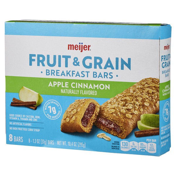 slide 4 of 29, Meijer Fruit & Grain Apple Cinnamon Breakfast Bar, 8 ct, 1.3 oz