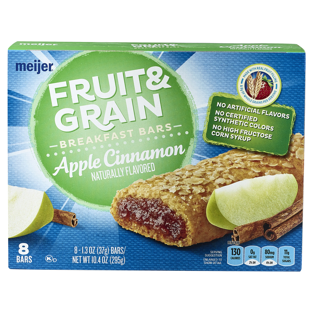 slide 1 of 4, Meijer Fruit & Grain Apple Cinnamon Breakfast Bar, 8 ct, 1.3 oz