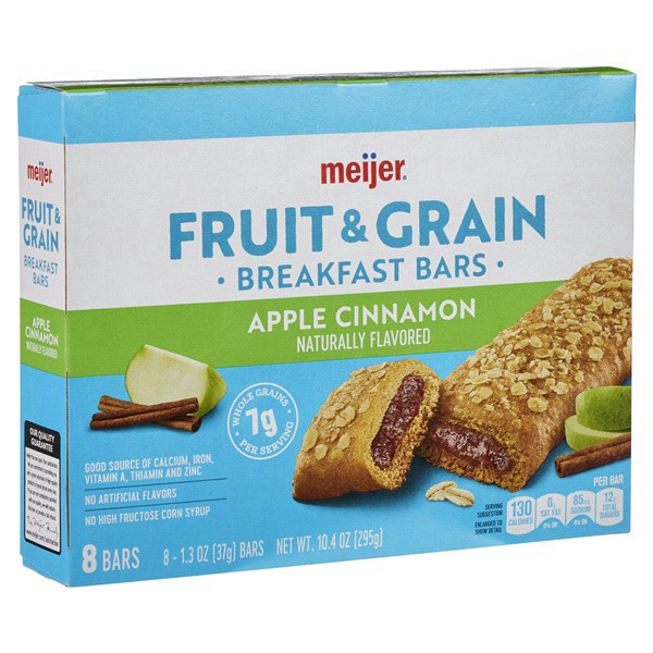 slide 15 of 29, Meijer Fruit & Grain Apple Cinnamon Breakfast Bar, 8 ct, 1.3 oz