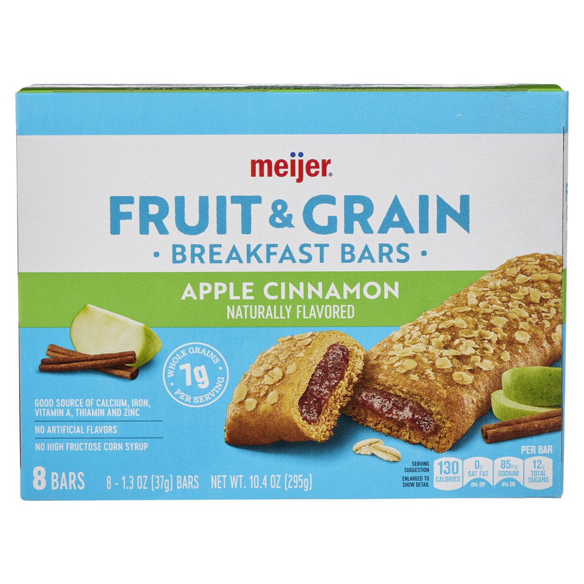 slide 1 of 29, Meijer Fruit & Grain Apple Cinnamon Breakfast Bar, 8 ct, 1.3 oz