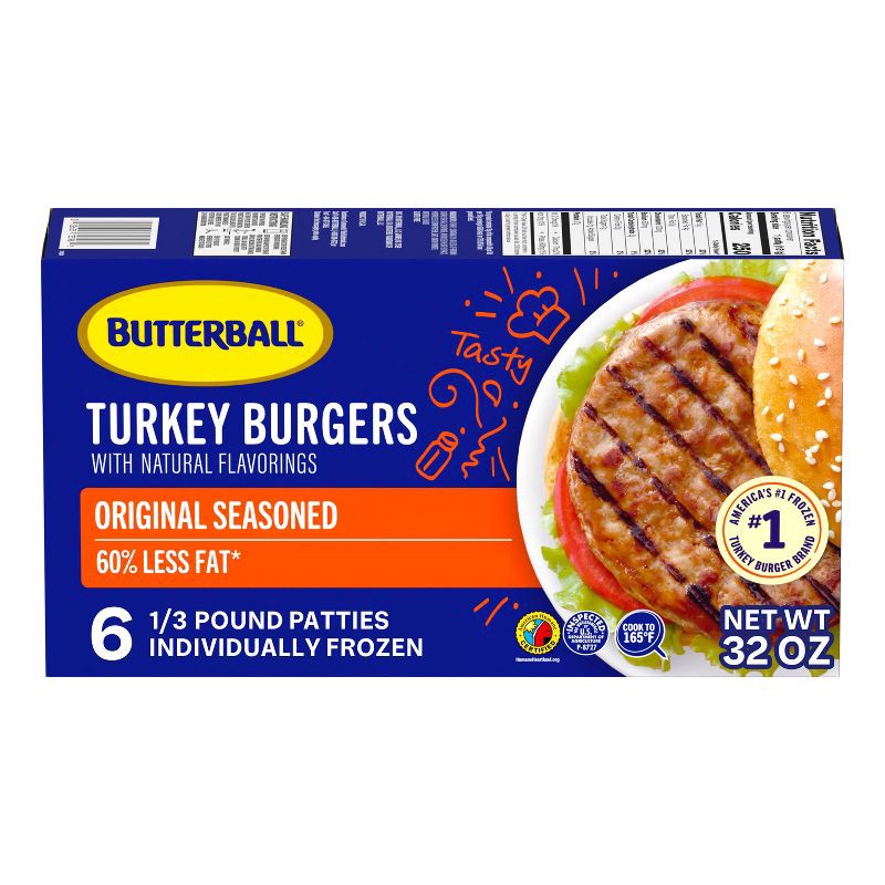 slide 2 of 9, Butterball Seasoned Turkey Burger Patties - Frozen - 32oz/6ct, 32 oz, 6 ct
