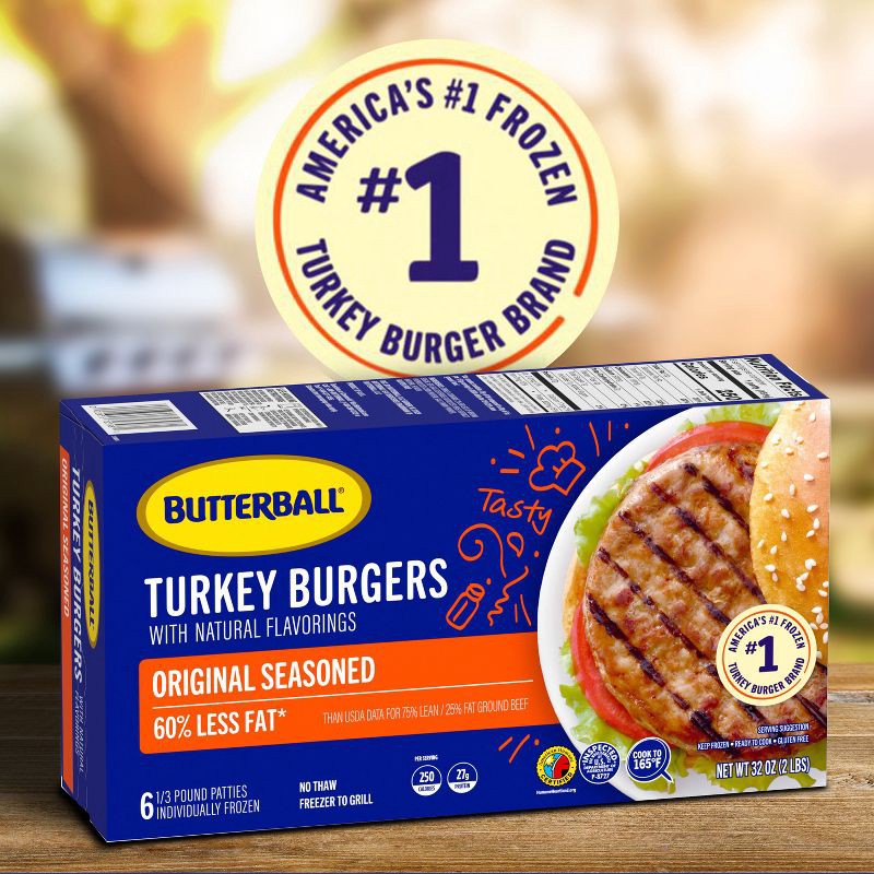 slide 7 of 9, Butterball Seasoned Turkey Burger Patties - Frozen - 32oz/6ct, 32 oz, 6 ct