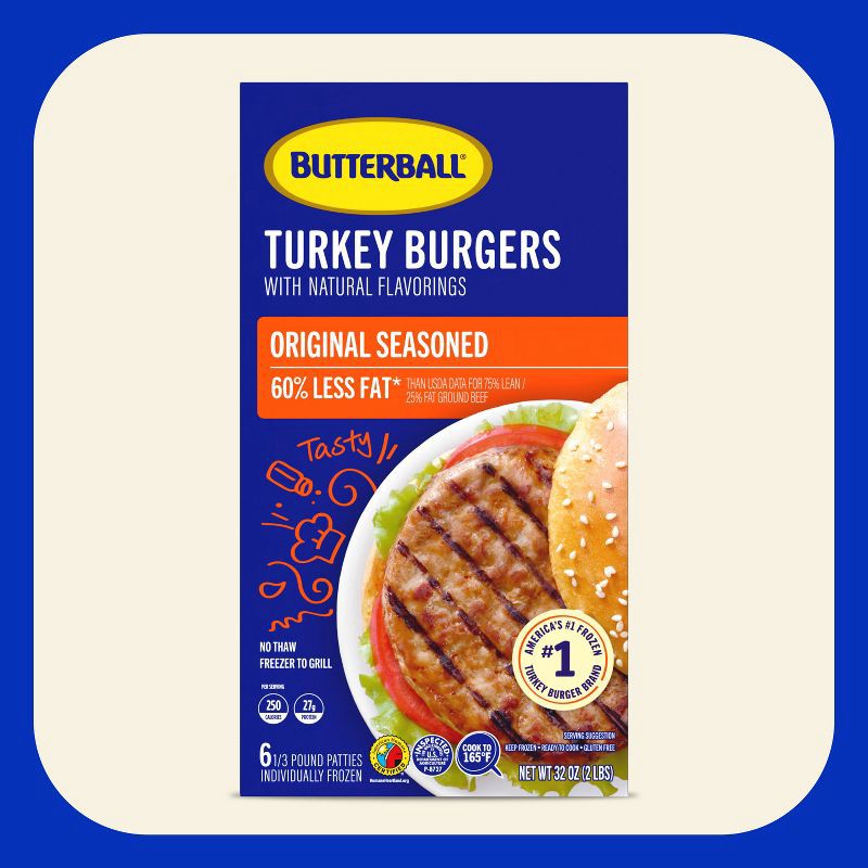 slide 8 of 9, Butterball Seasoned Turkey Burger Patties - Frozen - 32oz/6ct, 32 oz, 6 ct