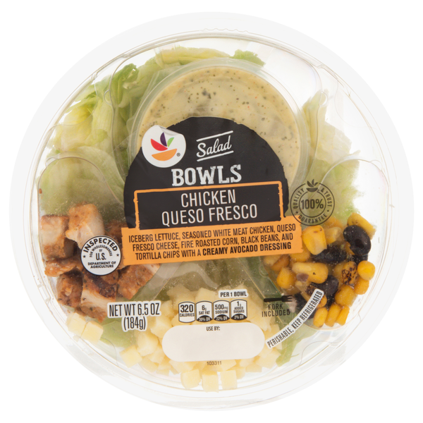 slide 1 of 1, Giant Chicken Queso Fresco Salad Bowl w/Creamy Avocado Dressing, 6.5 oz