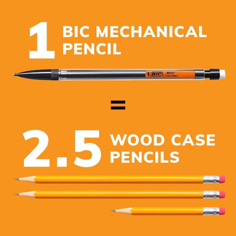 slide 4 of 8, BiC 40pk Xtra Smooth 0.7mm Mechanical Pencil: School Supplies, Plastic, Pocket Clip, Adult Use, 40 ct