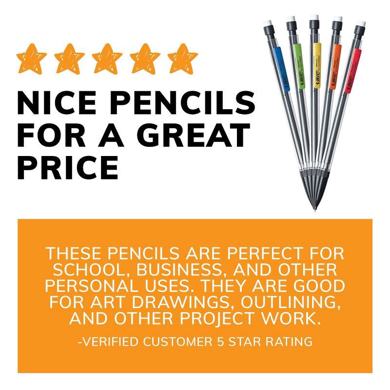 slide 7 of 8, BiC 40pk Xtra Smooth 0.7mm Mechanical Pencil: School Supplies, Plastic, Pocket Clip, Adult Use, 40 ct