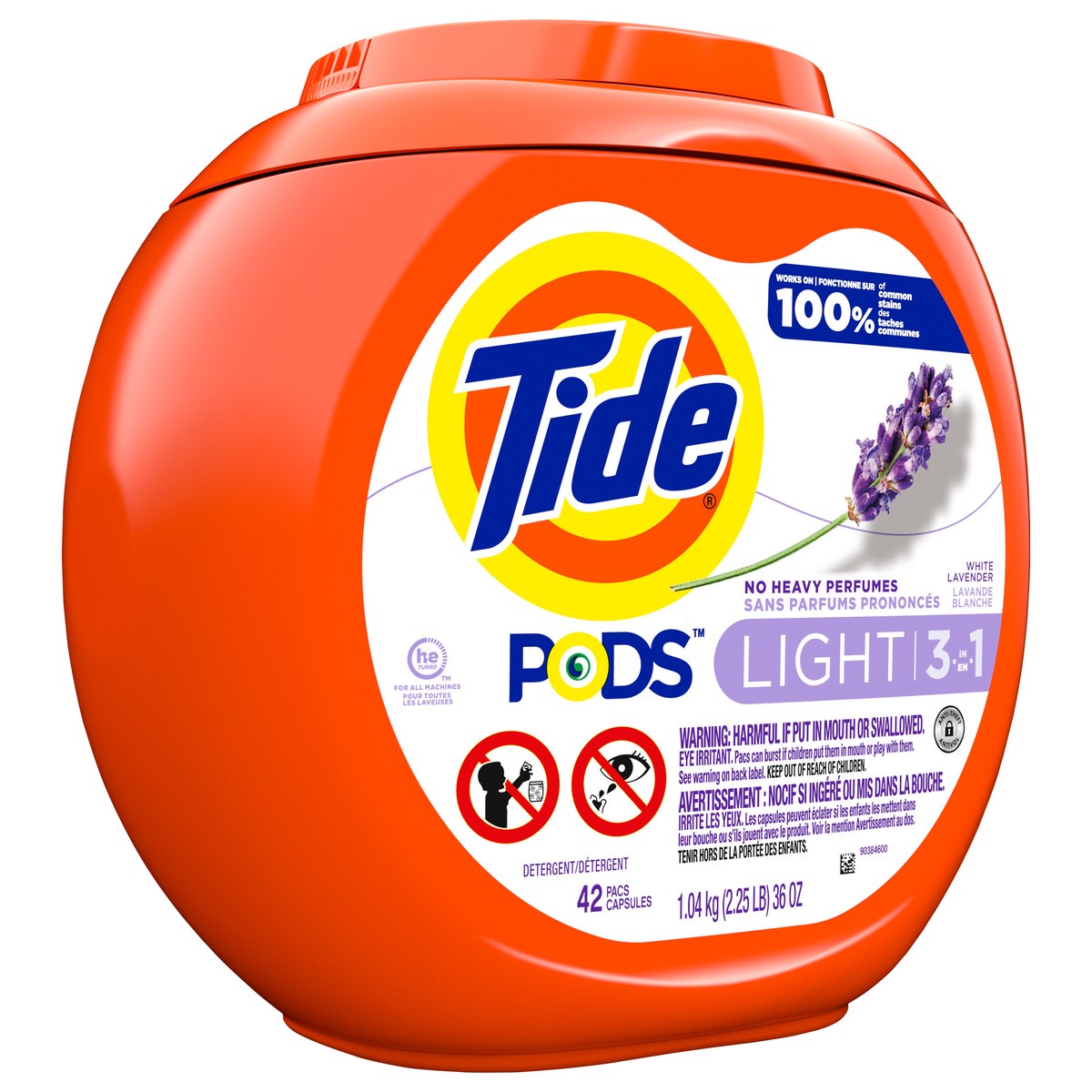 slide 6 of 8, Tide PODS Light Laundry Detergent Pacs, 42 Count, White Lavender Scent, Powerful Clean with a Light and Lasting Scent, 42 ct