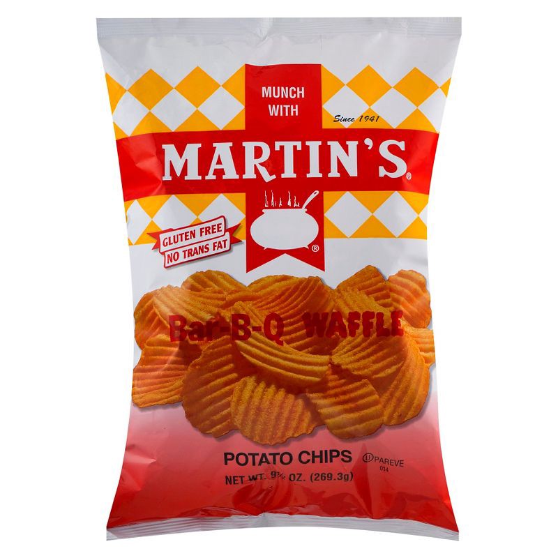 slide 1 of 1, Martin's Potato Chips Martin's Barbecue Flavored Waffle Potato Chips - 9.5oz, 9.5 oz