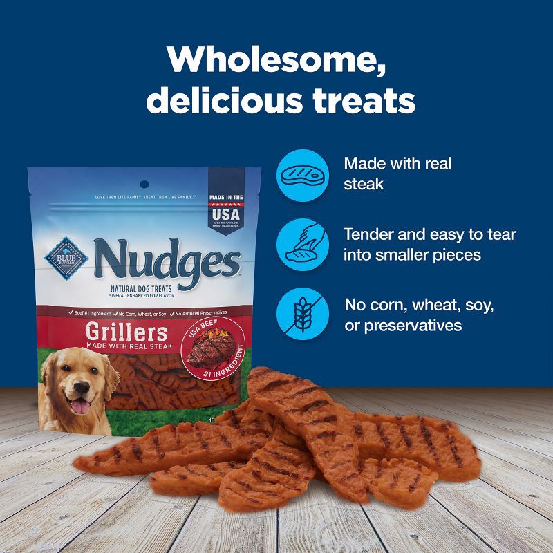 slide 7 of 10, Blue Buffalo Nudges Grillers Natural Dog Treats with Beef Steak - 16oz, 16 oz