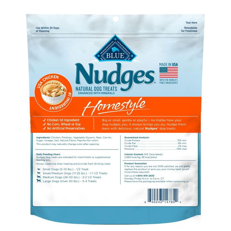 slide 2 of 8, Blue Buffalo Nudges Homestyle Natural Dog Treats with Chicken Flavor - 16oz, 16 oz