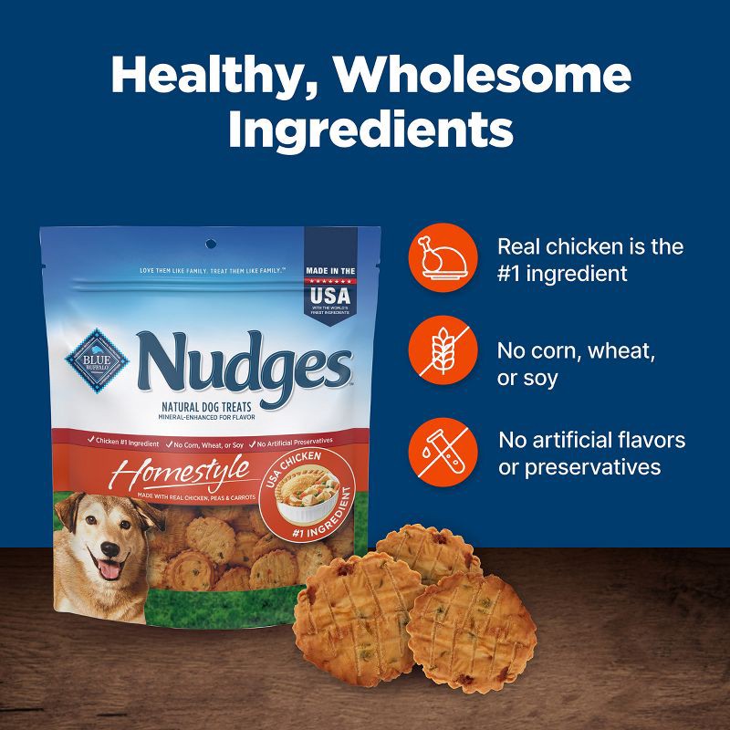 slide 7 of 9, Blue Buffalo Nudges Homestyle Natural Dog Treats with Chicken Flavor - 16oz, 16 oz