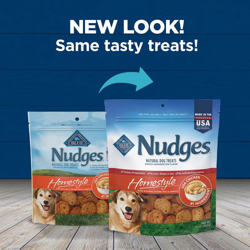slide 9 of 9, Blue Buffalo Nudges Homestyle Natural Dog Treats with Chicken Flavor - 16oz, 16 oz