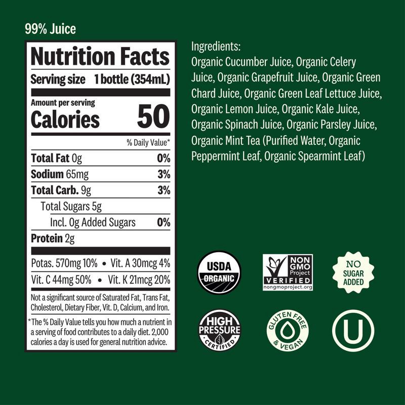 slide 4 of 11, Suja Organic Uber Greens Cold Pressed Juice Drink - 12 fl oz Bottle, 12 fl oz