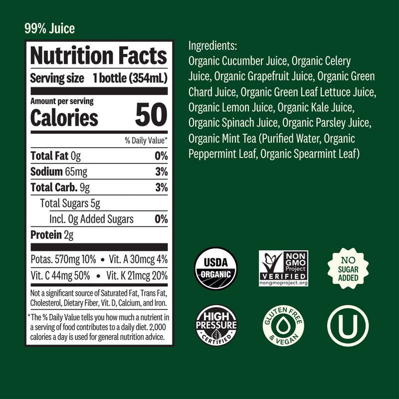 slide 6 of 11, Suja Organic Uber Greens Cold Pressed Juice Drink - 12 fl oz Bottle, 12 fl oz