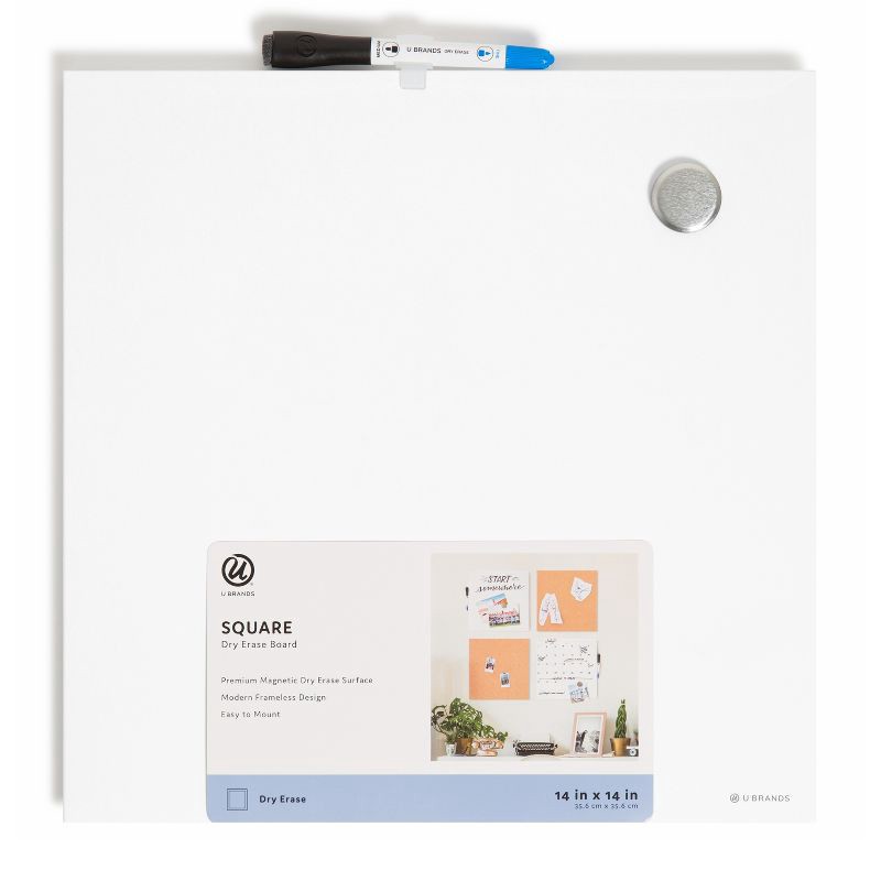 slide 3 of 6, U Brands 14" Square Tile Magnetic Dry Erase Board: Wall Mount Wipe-Off Surface, Includes Mounting Hardware, White, 1 ct