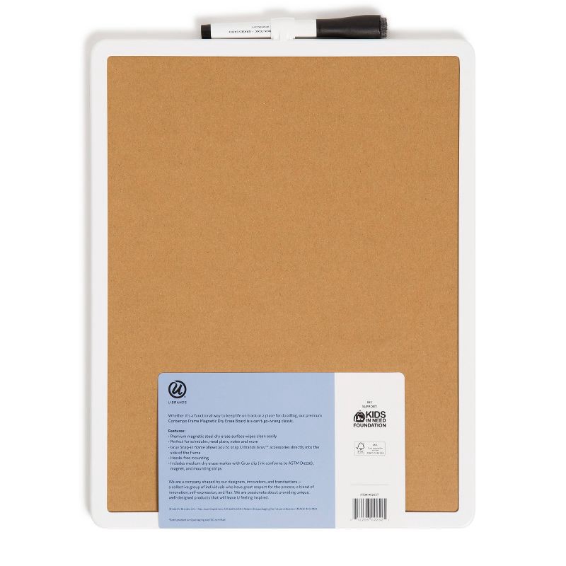 slide 5 of 5, U Brands 11"x14" Contempo Magnetic Dry Erase Board - White: Small Wall Mount Presentation Board, Steel & Plastic, 1 ct