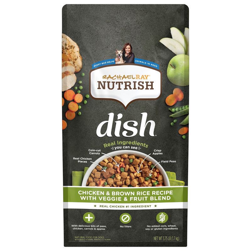 slide 1 of 6, Rachael Ray Nutrish Dish Chicken, Vegetable, Fruit & Brown Rice Recipe Super Premium Dry Dog Food - 3.75lbs, 3.75 lb