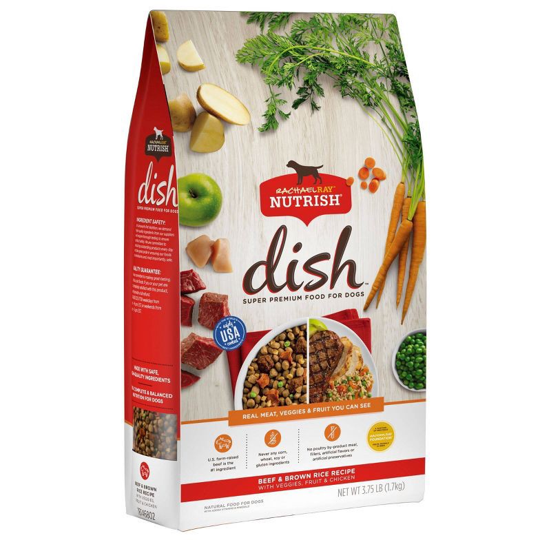 slide 6 of 6, Rachael Ray Nutrish Dish Beef, Vegetable, Fruit & Brown Rice Dry Dog Food - 3.75lbs, 3.75 lb