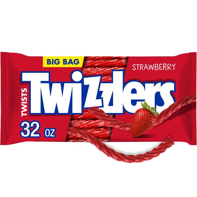 slide 1 of 7, Twizzlers Twists Strawberry Licorice Candy Zipper Bag - 32oz, 32 oz