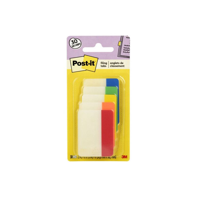 slide 1 of 9, Post-it 30ct 2" Filing Tabs - 5 Assorted Colors, 30 ct