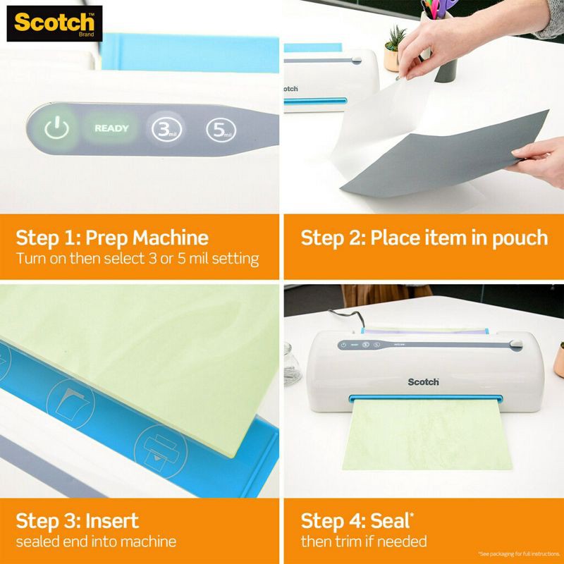 slide 4 of 10, Scotch 9" Pro Thermal Never Jam Laminator: Electric Laminating Machine, 6.1" Height, 17.4" Depth, 6.2" Width, 1 ct