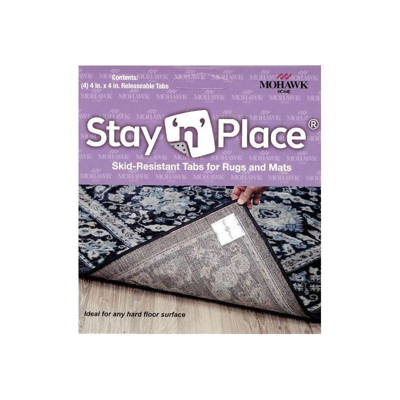 slide 1 of 5, 4"x4" Stay 'n' Place Adhesive Rug Tabs Ivory - Mohawk Home, 1 ct