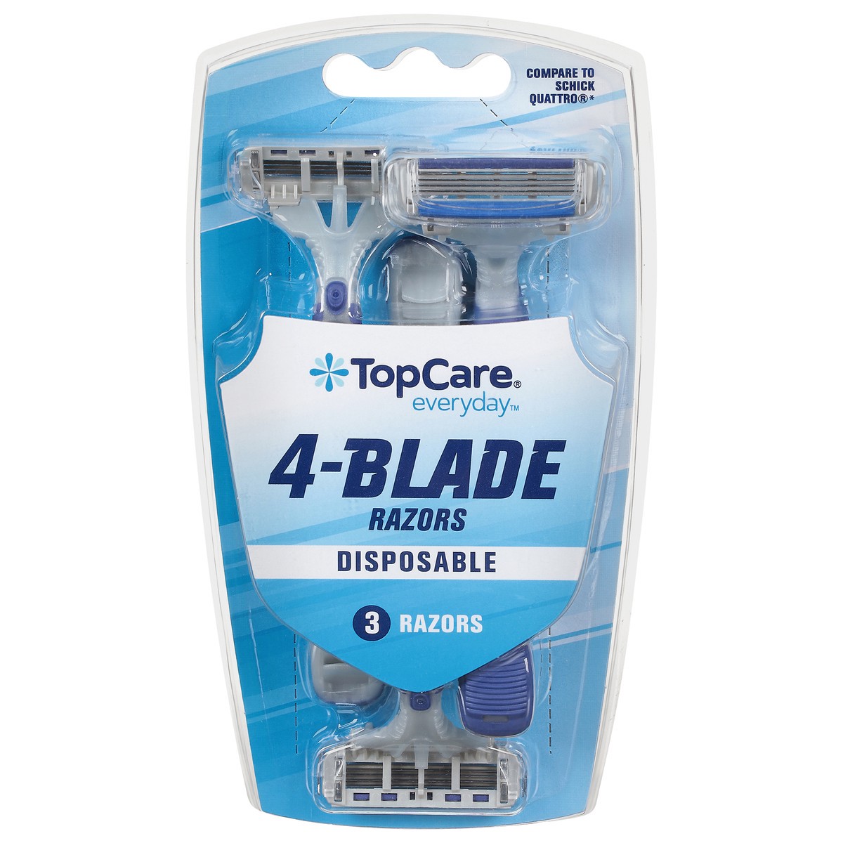 slide 2 of 4, TopCare Everyday Disposable 4-Blade Razors 3 ea, 3 ct