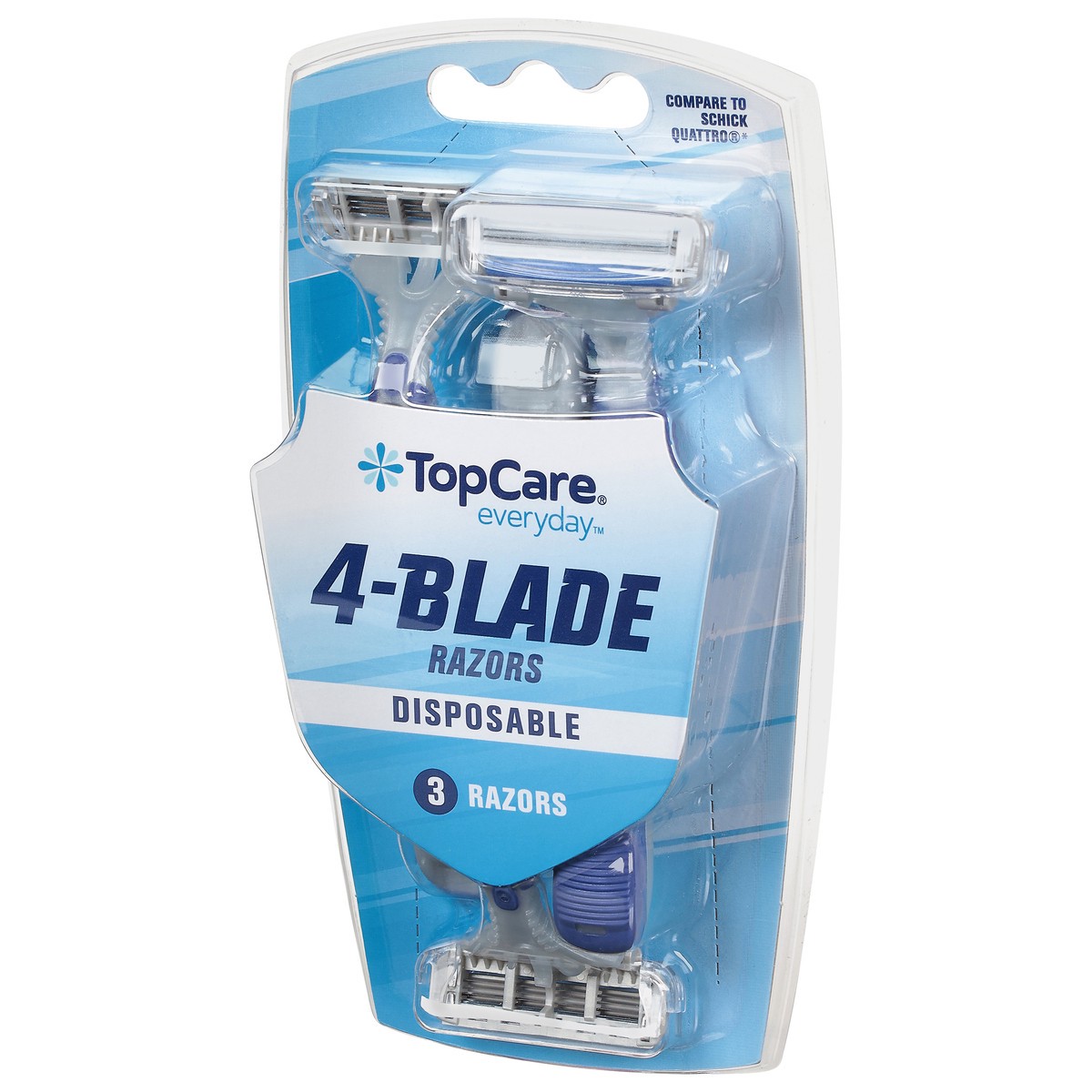 slide 4 of 4, TopCare Everyday Disposable 4-Blade Razors 3 ea, 3 ct