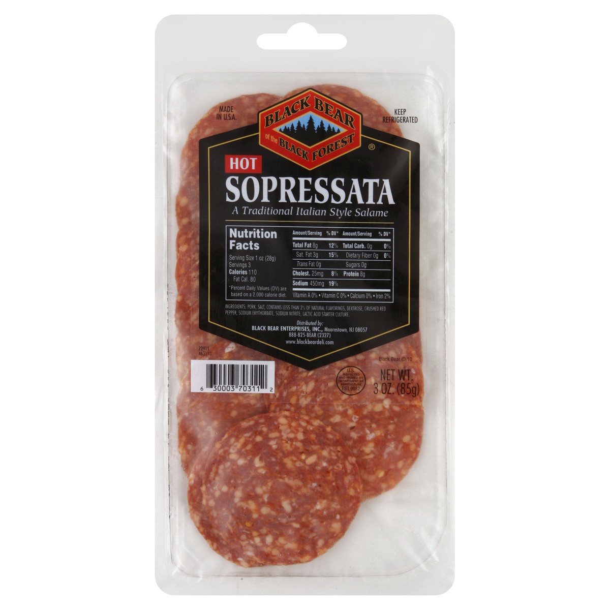 slide 2 of 3, Black Bear of the Black Forest Sopressata 3 oz, 3 oz