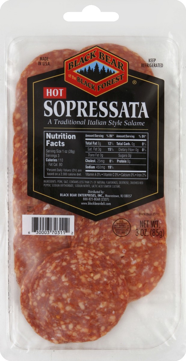 slide 1 of 3, Black Bear of the Black Forest Sopressata 3 oz, 3 oz