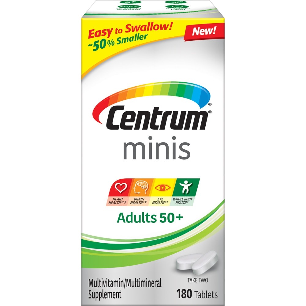 slide 1 of 1, Centrum Minis Adults 50+ Multivitamin Supplement Tablets, 180 ct