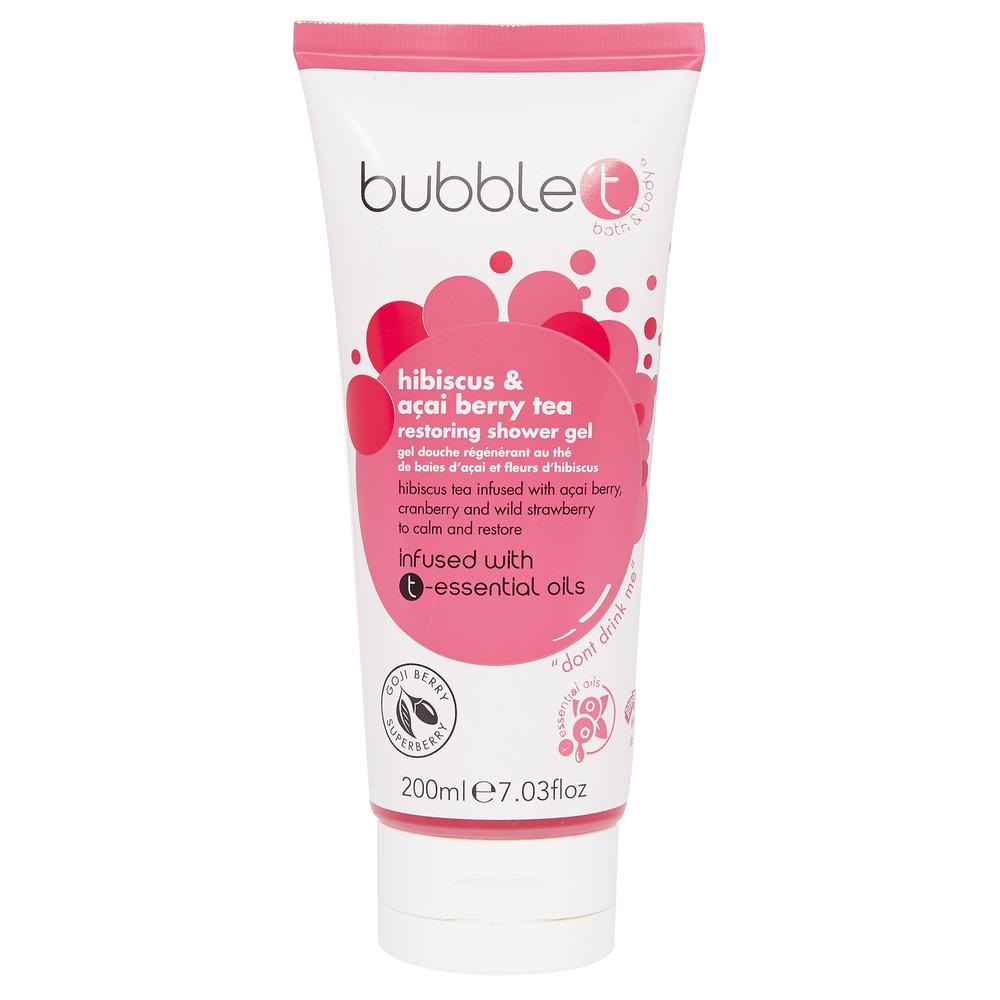 slide 1 of 1, Bubble T Hibiscus & Acai Berry Tea Shower Gel, 6.8 oz