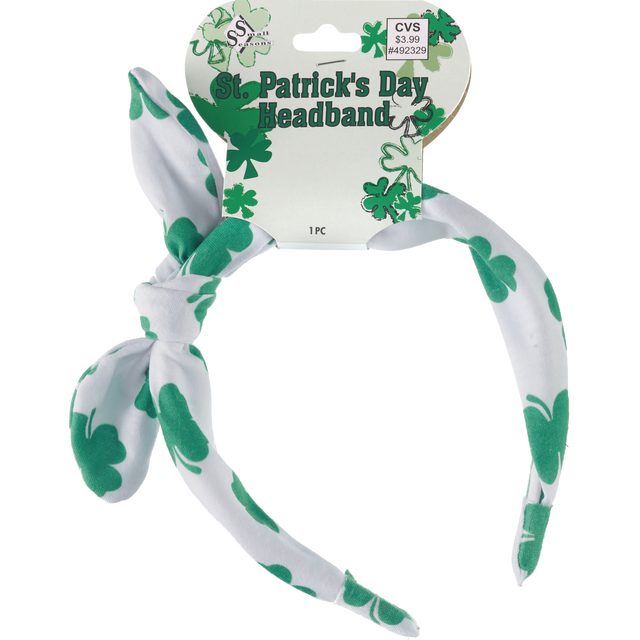 slide 1 of 1, Shamrock Bow Headband, 1 ct