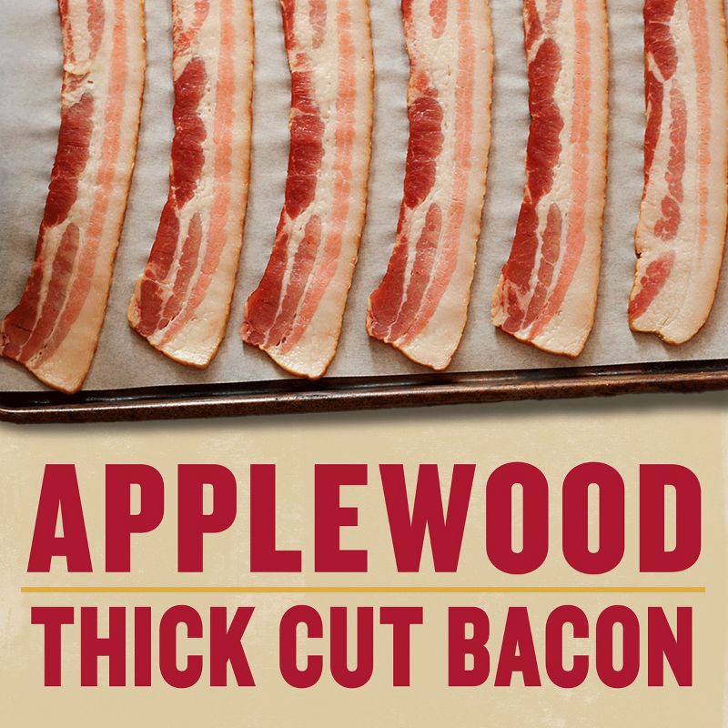 slide 3 of 9, Wright Brand Thick Sliced Applewood Smoked Bacon - 24oz, 24 oz