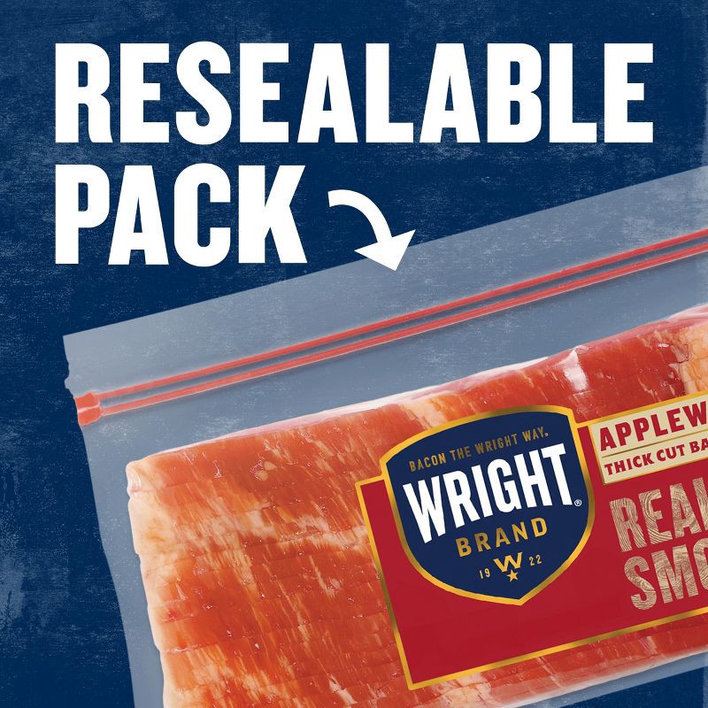 slide 5 of 9, Wright Brand Thick Sliced Applewood Smoked Bacon - 24oz, 24 oz