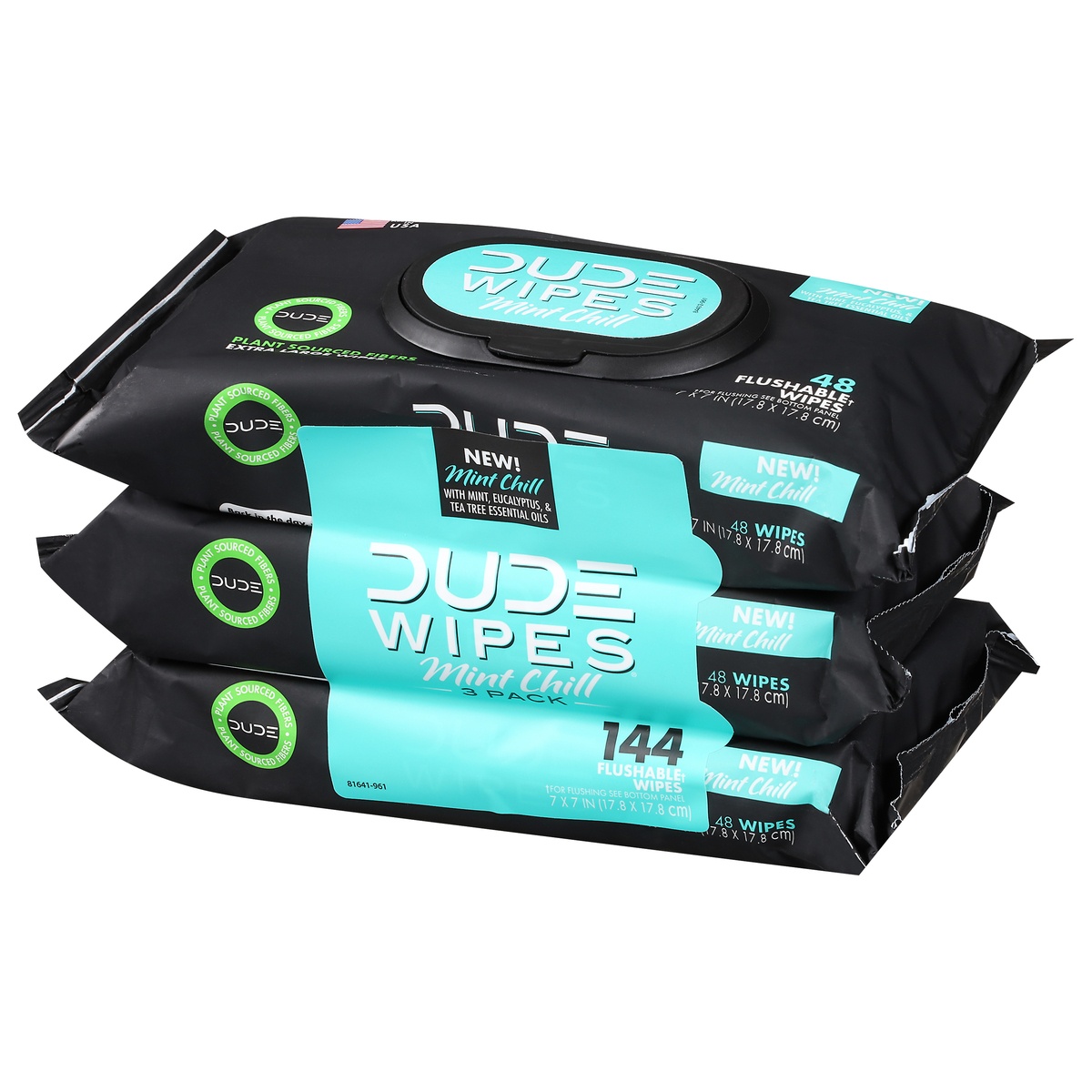 slide 3 of 10, DUDE Wipes Mint Chill Flushable Wipes, 144 ct